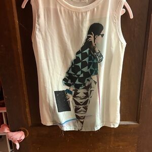 Zara White Graphic Tank Top
